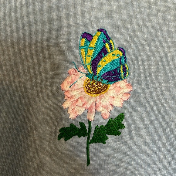 Vintage Embroidered Blue Button Down Shirt - Picture 9 of 15